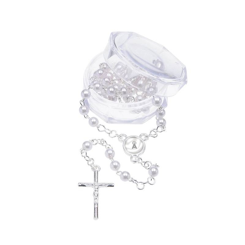 Terço Nossa senhora Desatadora dos Nós - Pérola Branca 4mm